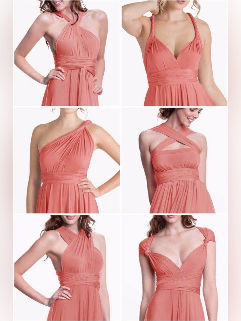 Henkaa Sakura Midi Convertible Dress - Peach Pink Coral, One Size